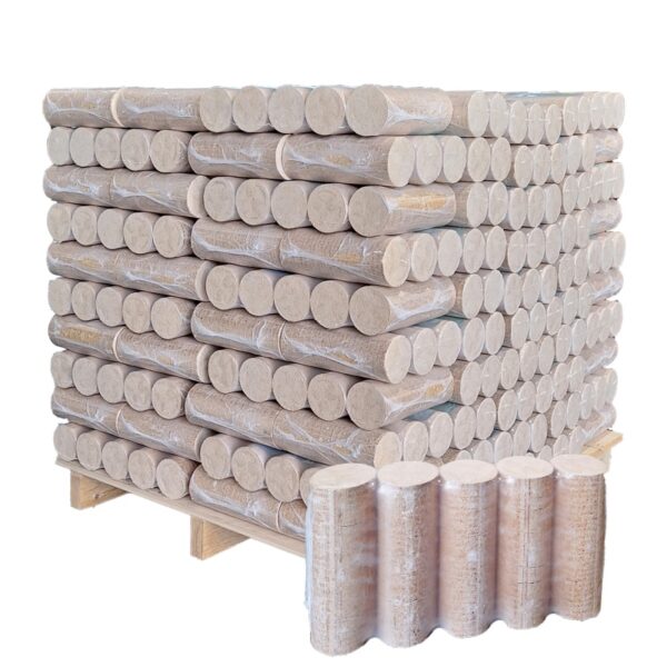 Rindenbriketts BIOMAC Rund – 1000 kg Palette – Umweltfreundlich heizen