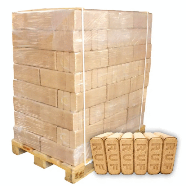 RUF Briketts aus Rinde – 1 Tonne – Ökologischer Brennstoff mit Ausdauer